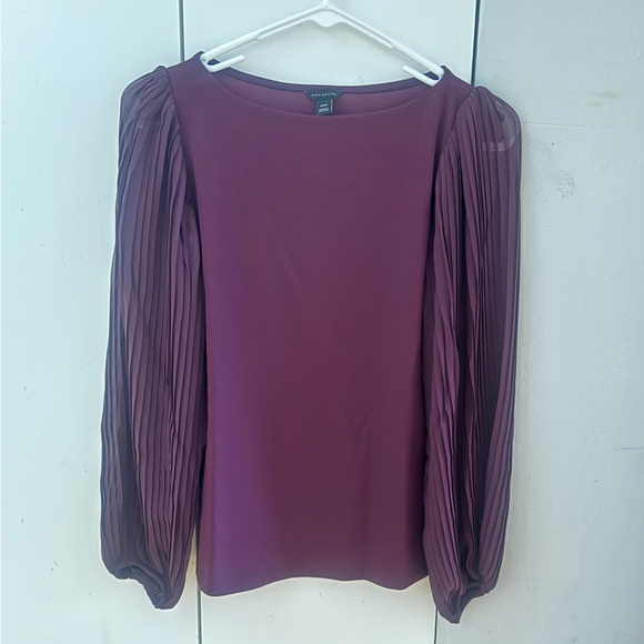 Ann Taylor Tops - Ann Taylor Women's Burgundy Pleated-Sleeve Blouse